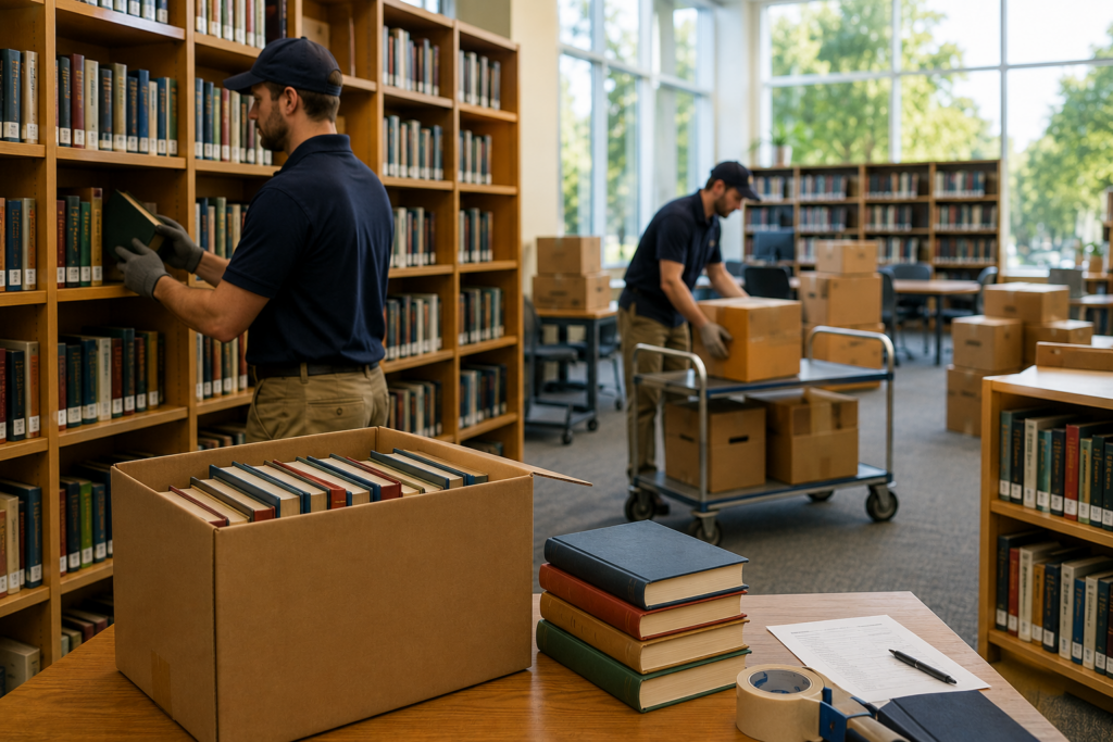 professional movers conducting a library relocation